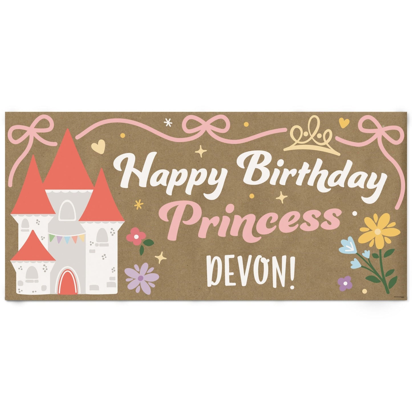 Custom Text Princess Birthday Kraft Banner
