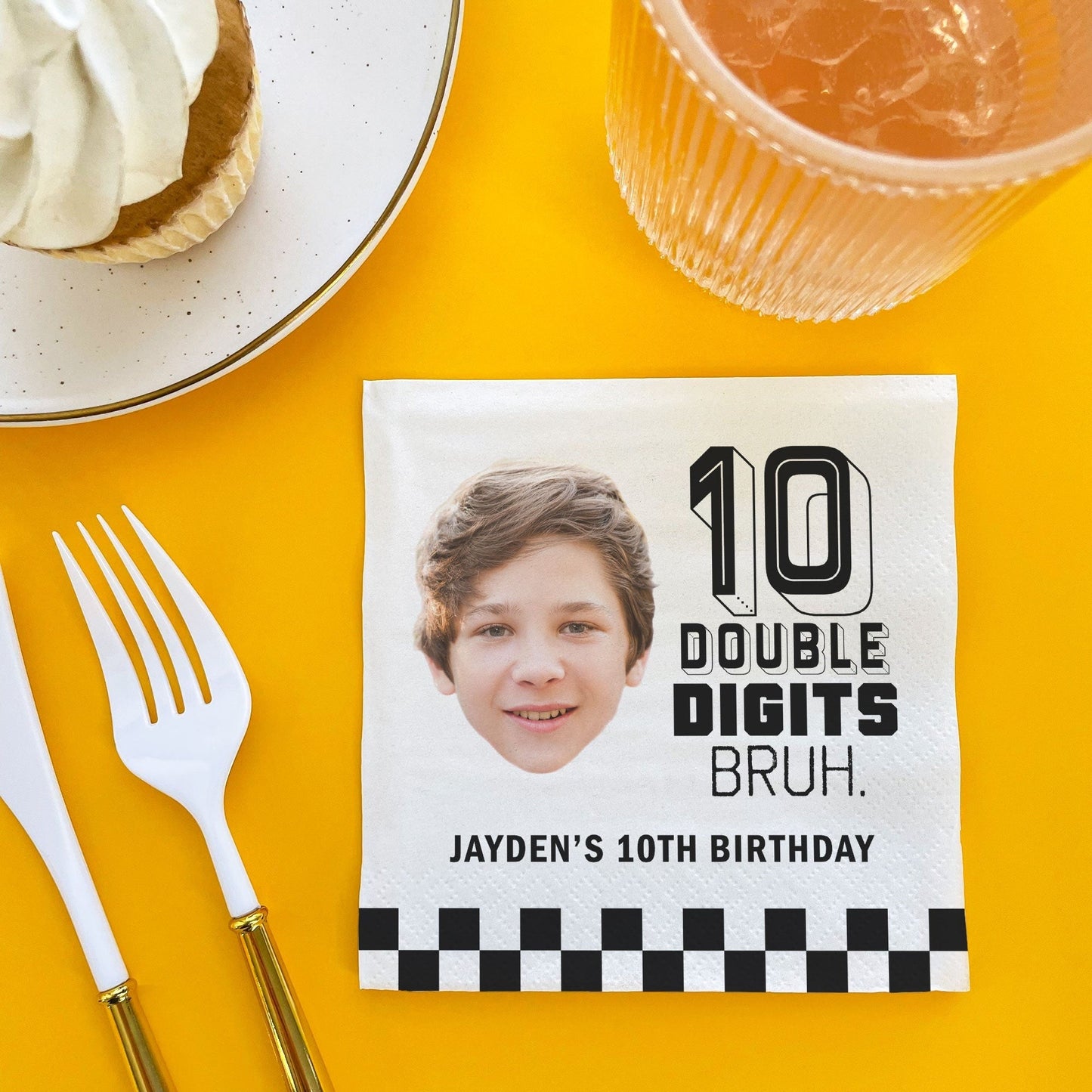 Custom Face Napkins - 10th Birthday Bruh