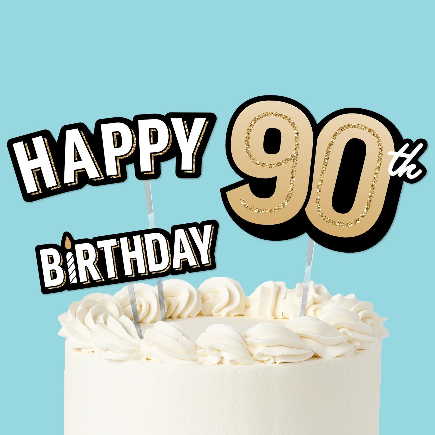 90th Birthday Cake Topper - 3 Pc