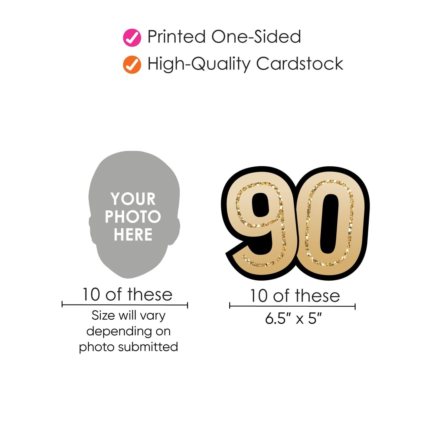 Custom Photo 90th Birthday Face Cutout Essentials - 20 Ct