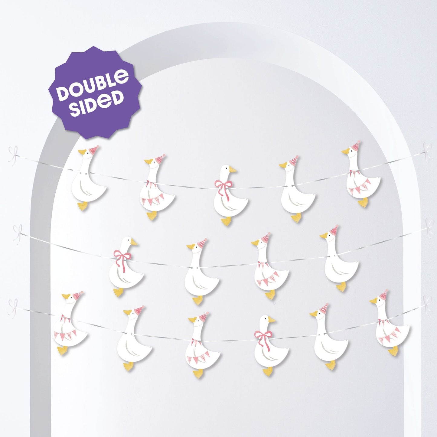 One Silly Goose Pink Garland Banner - 15 Pc