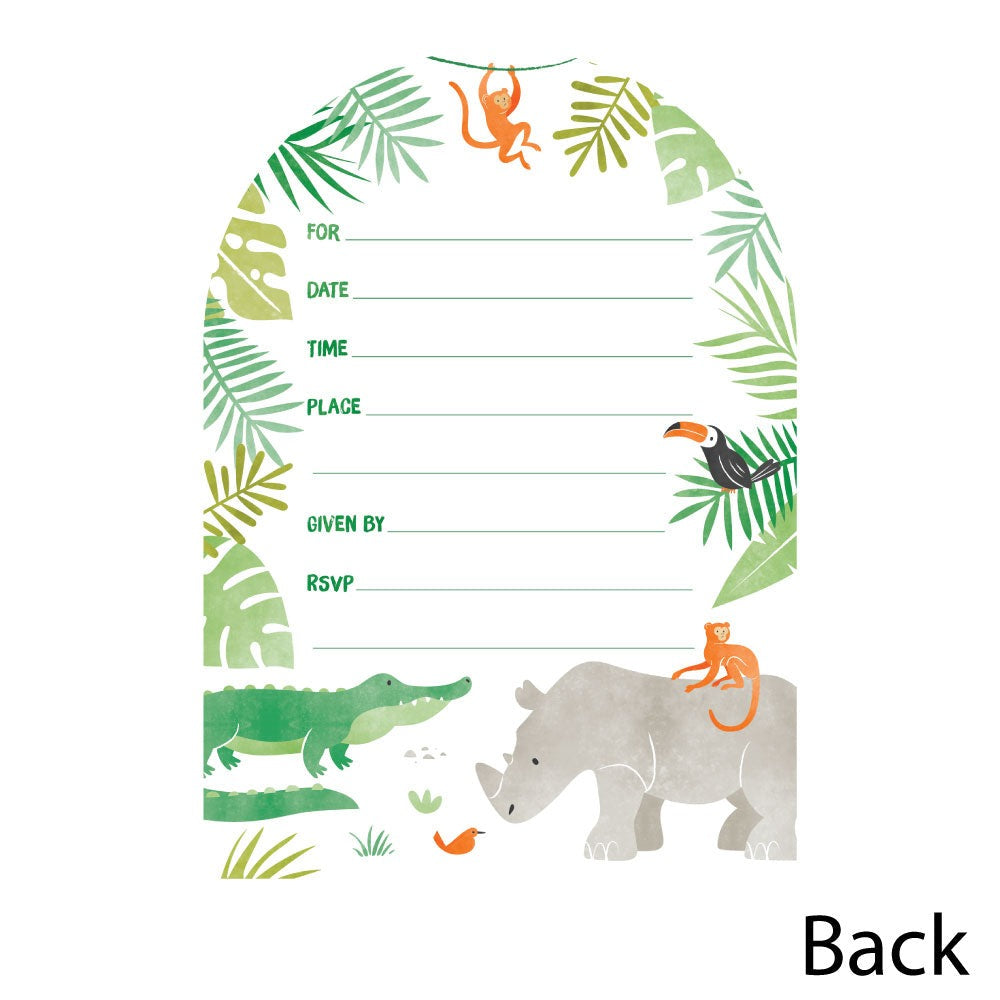 Safari Animals Shaped Fill-In Invitations - 12 Ct