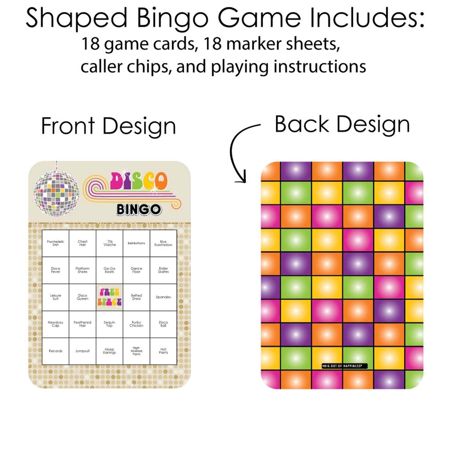 70's Disco - Bar Bingo Cards and Markers - 1970s Disco Fever Party Bingo Game - Set of 18