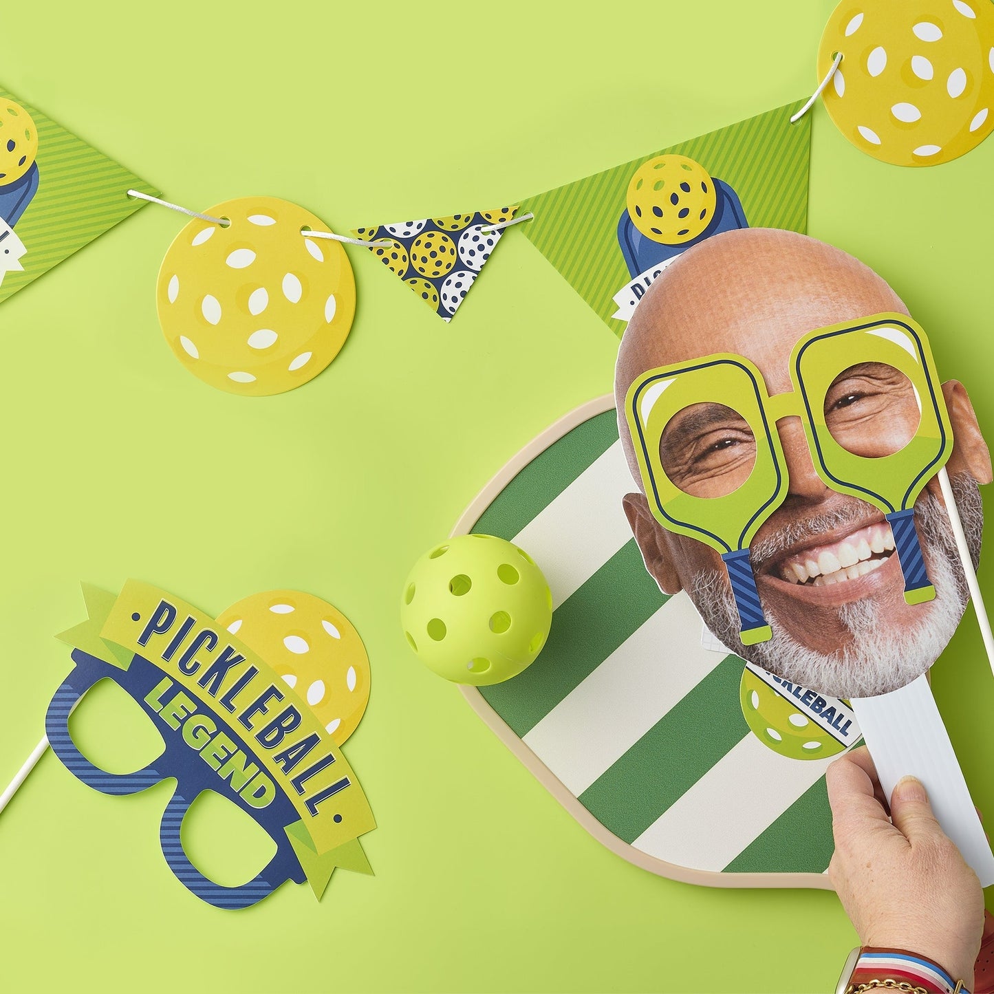 Let's Rally - Pickleball Glasses - Paper Card Stock Birthday or Retirement Party Photo Booth Props Kit - 10 Count