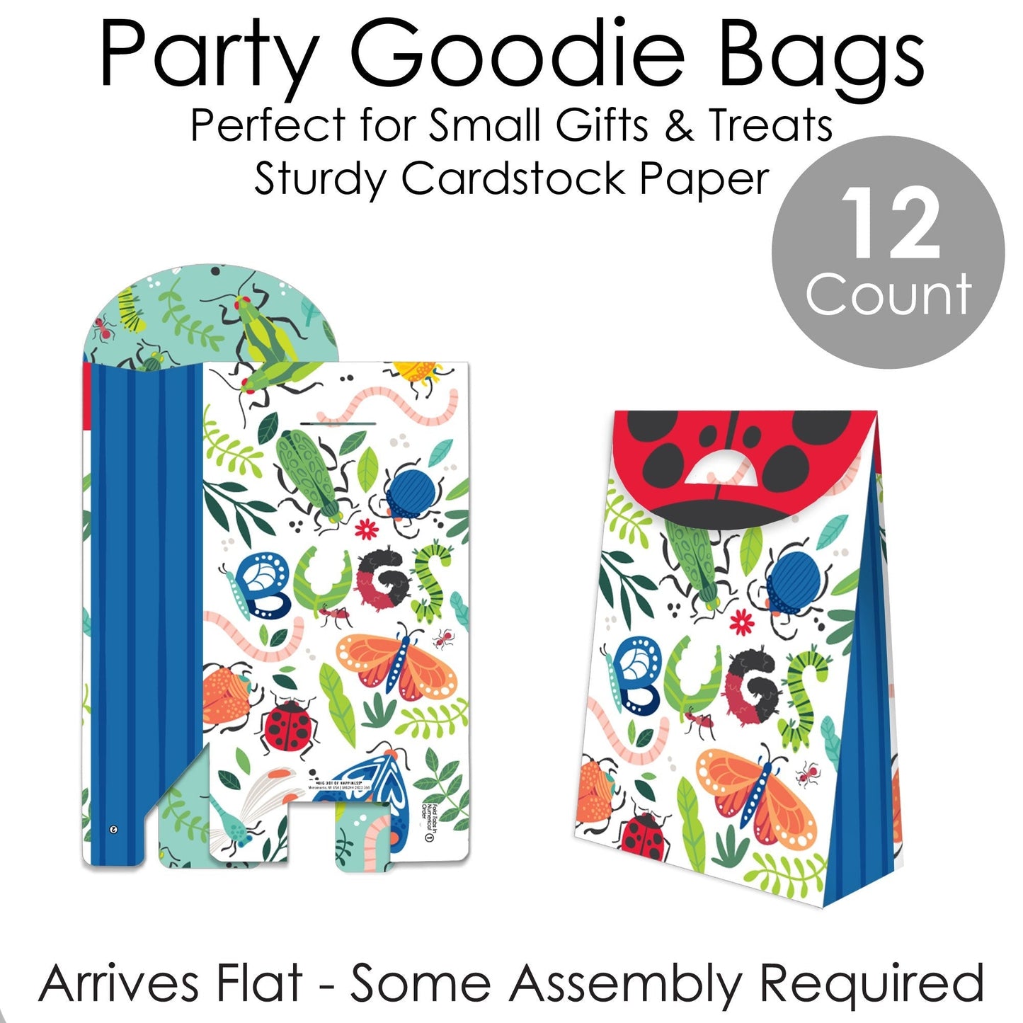 Buggin' Out - Bugs Birthday Gift Favor Bags - Party Goodie Boxes - Set of 12
