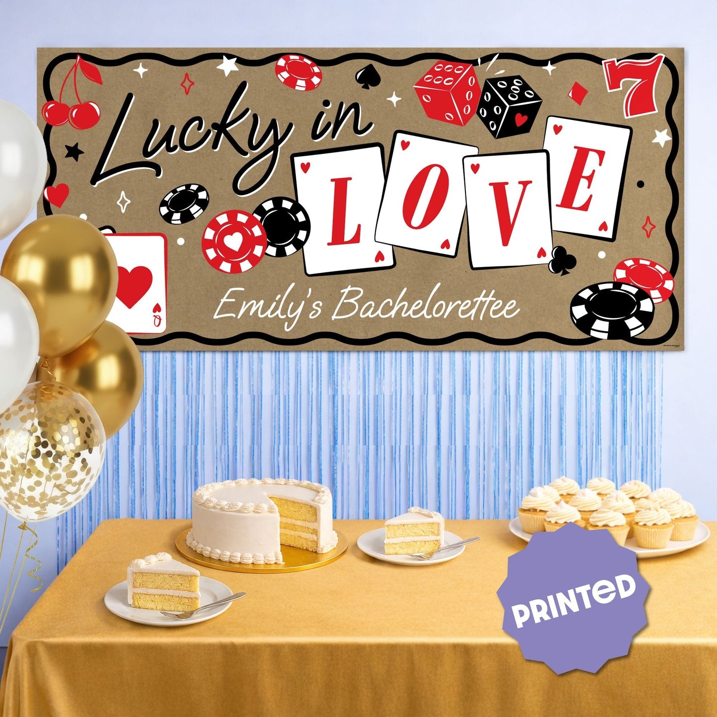 Custom Text Lucky in Love Kraft Banner