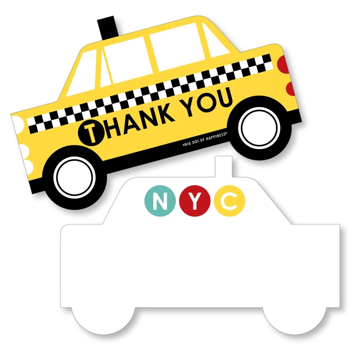 NYC Cityscape - Shaped Thank You Cards - New York City Party Thank You Note Cards with Envelopes - Set of 12