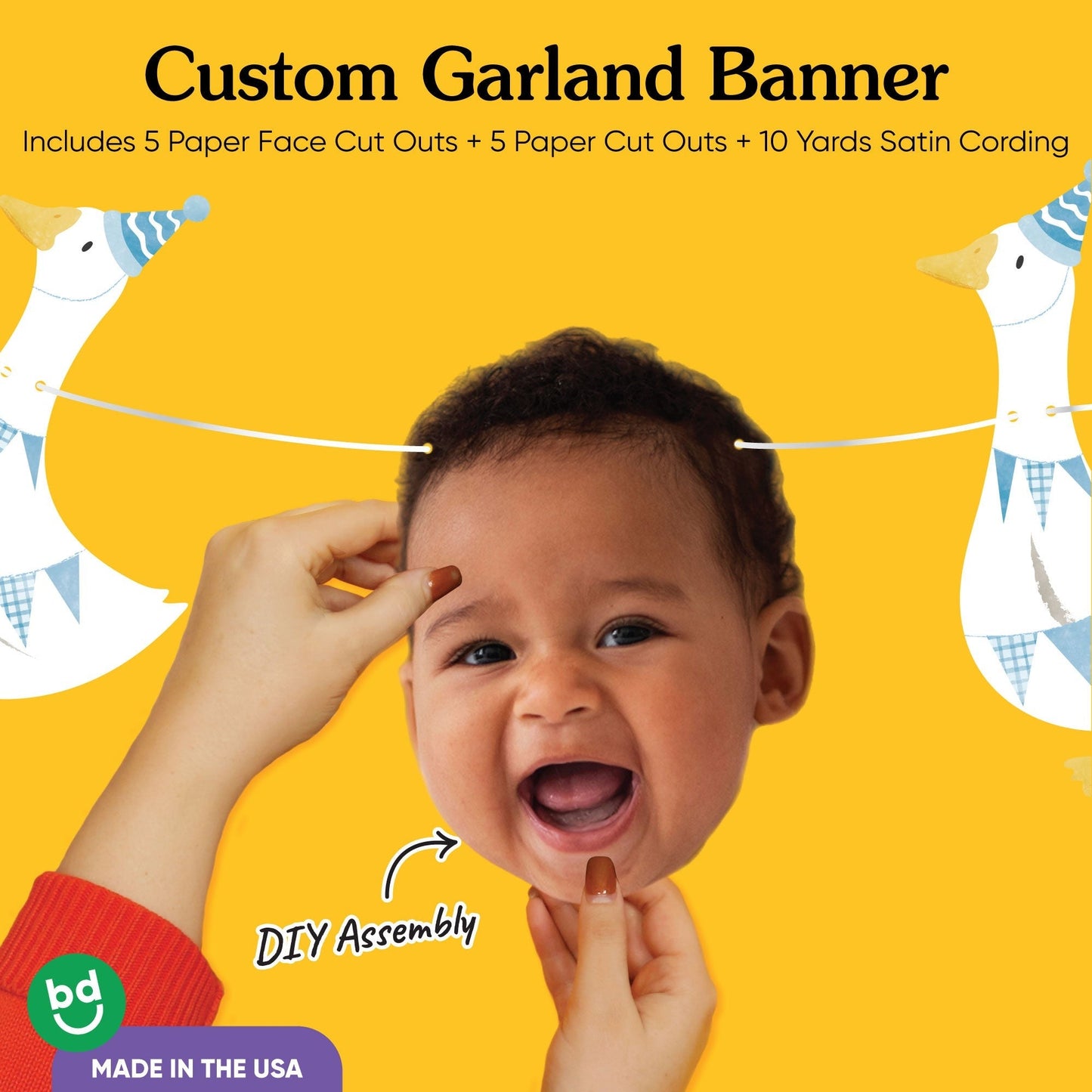 Custom Face Garland Banner - One Silly Goose Blue