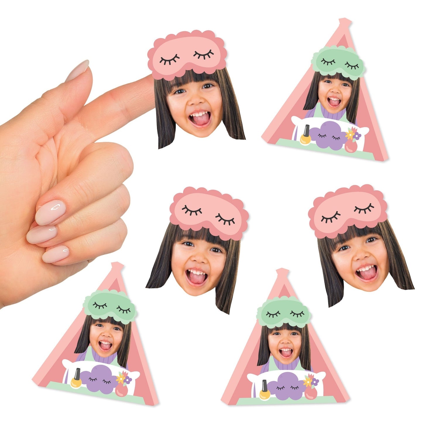Custom Photo Pajama Party Fun Face Cut-Out Stickers - Set of 24