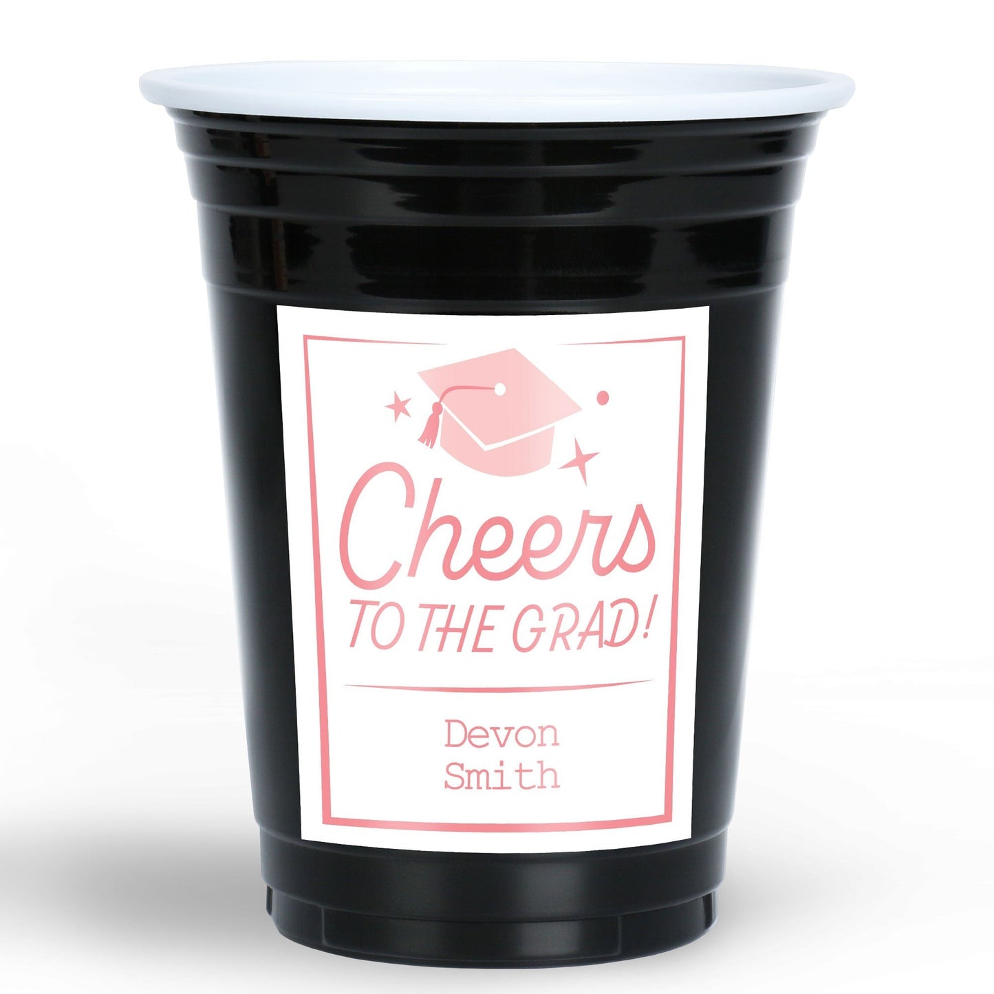 Custom Text Party Cups - Pink Graduation - 16 Ct