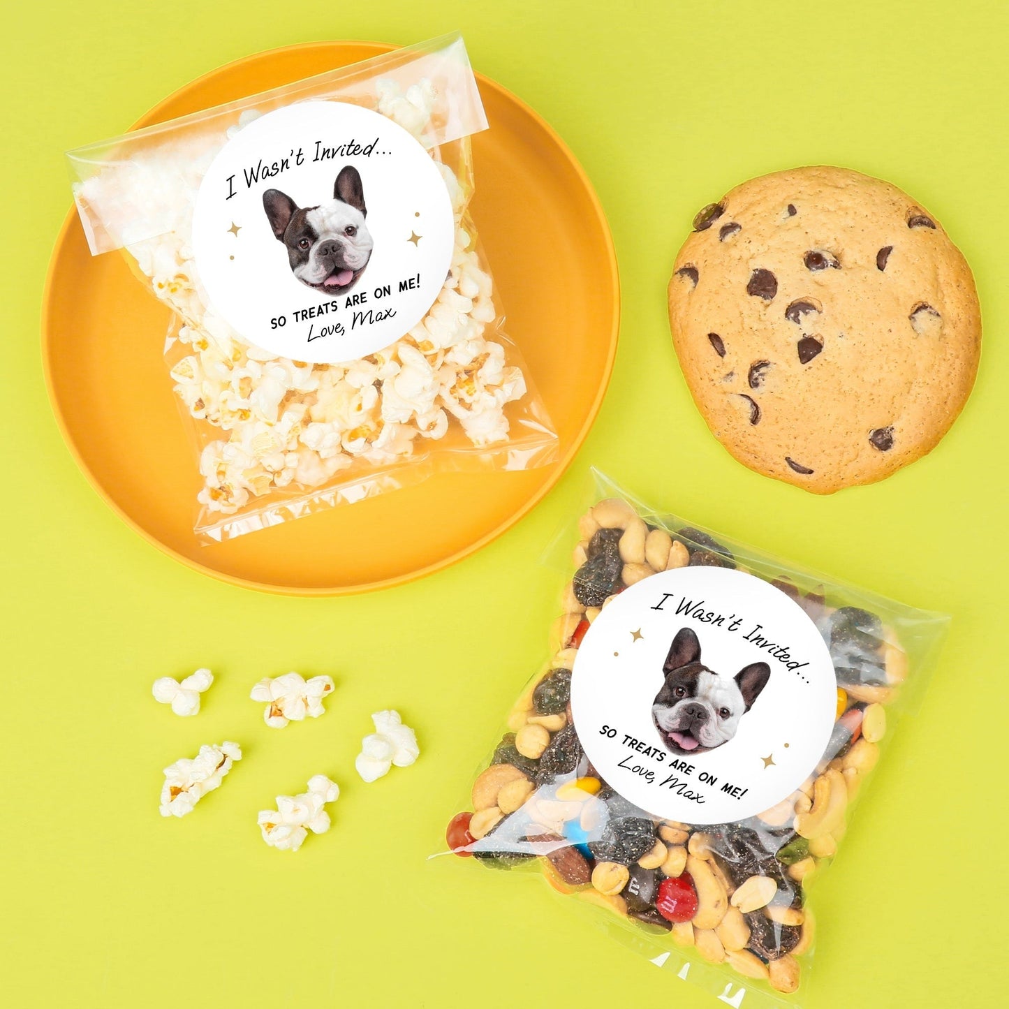 Custom Face Stickers & Clear Cookie Bags - Drinks On Me