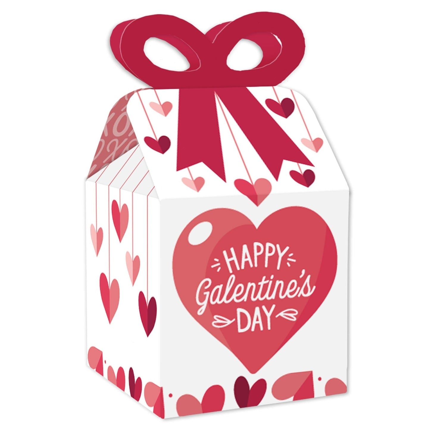 Happy Galentine's Day - Square Favor Gift Boxes - Valentine's Day Party Bow Boxes - Set of 12