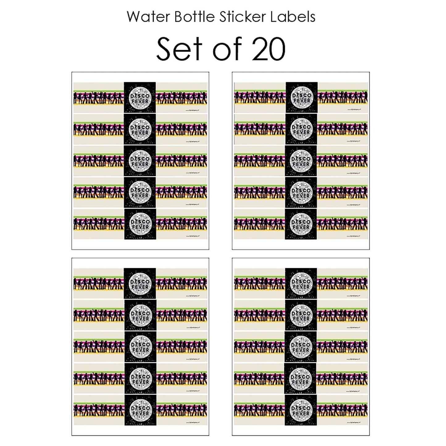70's Disco - 1970s Disco Fever Party Water Bottle Sticker Labels - Set of 20