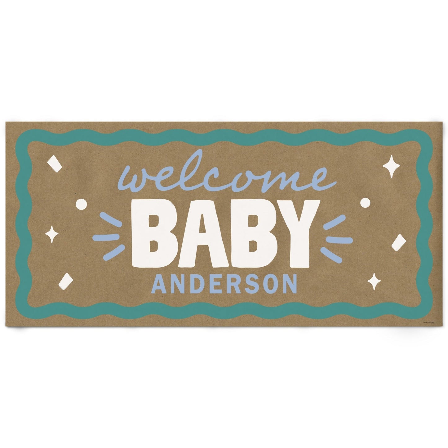 Custom Text Wavy Baby Shower Kraft Banner