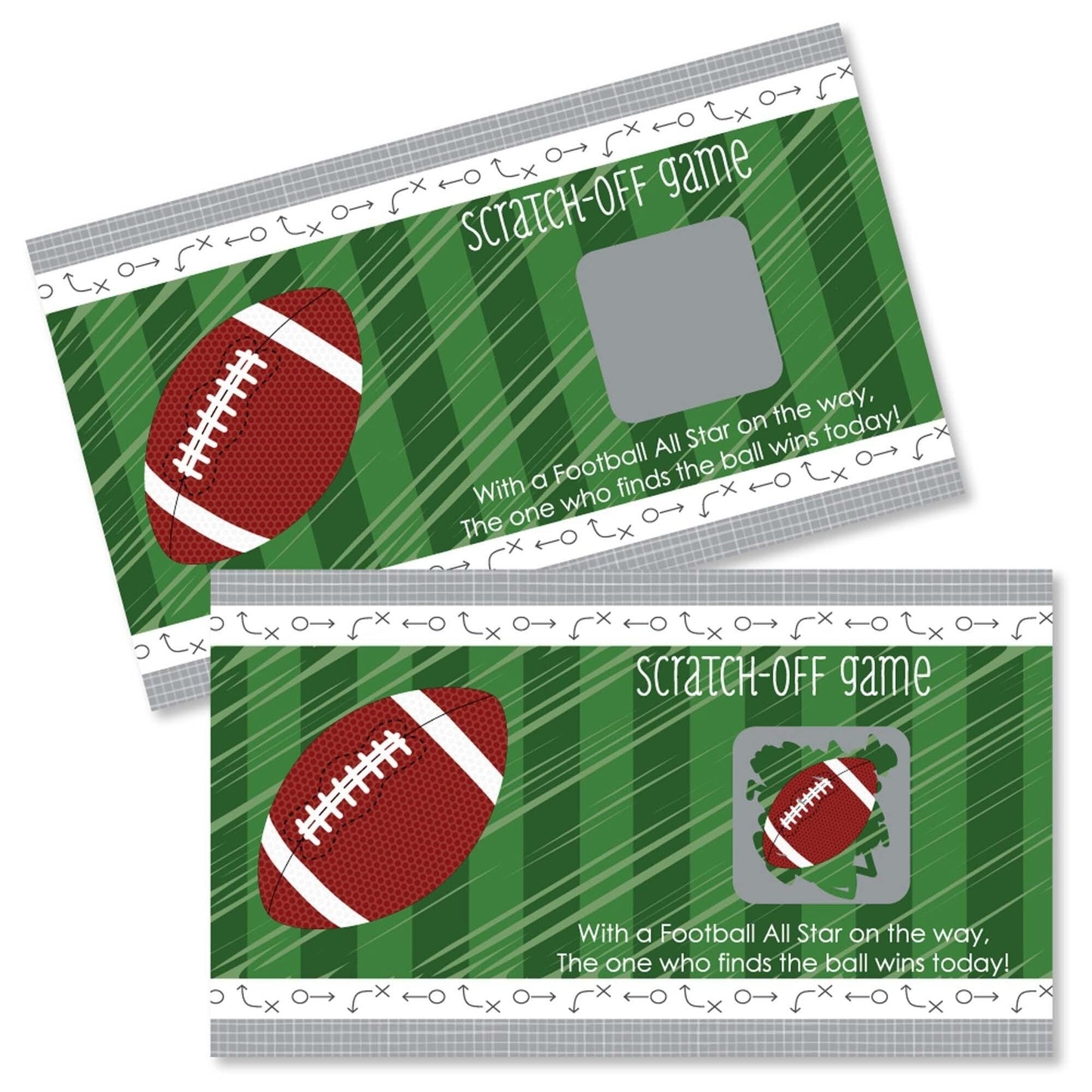 End Zone - Football - Baby Shower or Birthday Party Game Scratch Off Cards - 22 Count