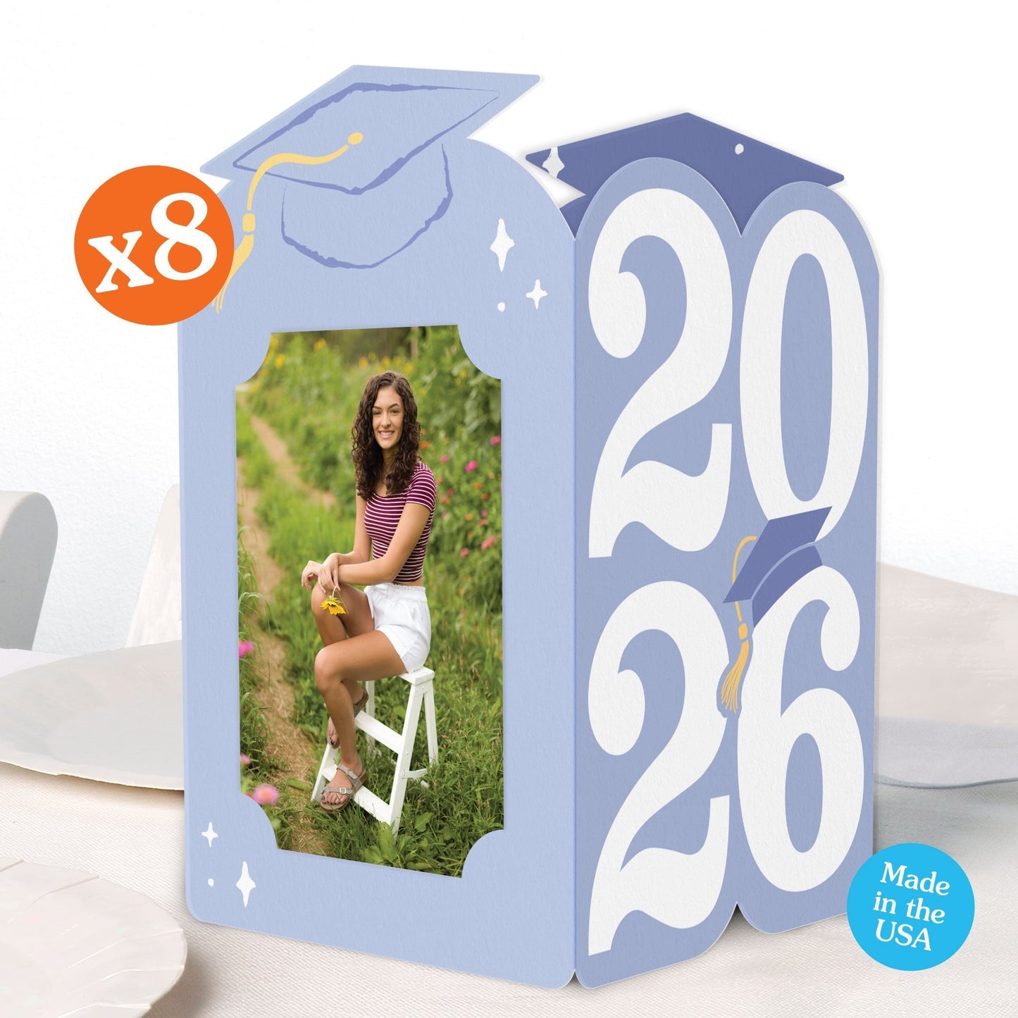 Pastel Grad Photo Centerpieces - 8 Ct