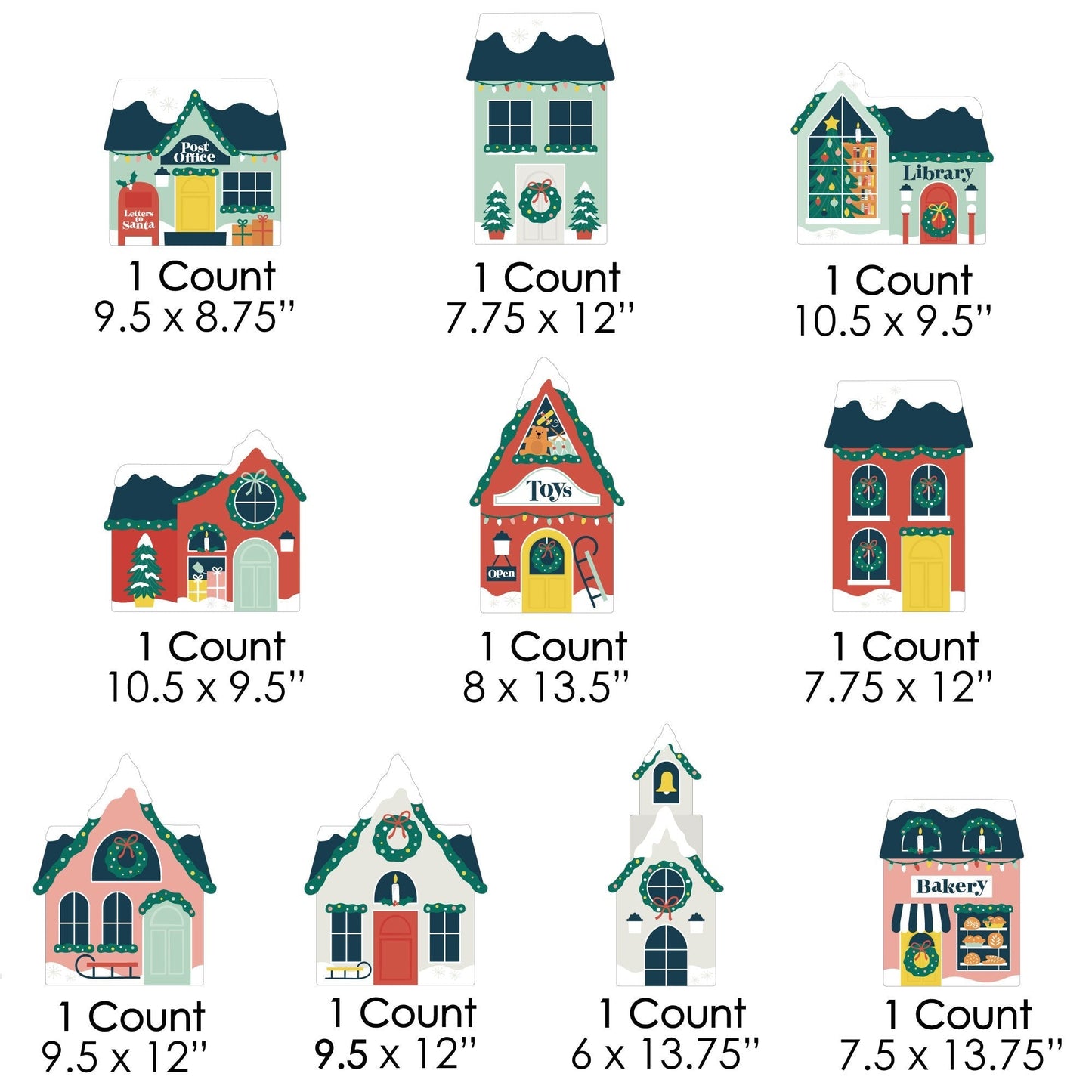 Christmas Village - Lawn Decorations - Outdoor Holiday Winter Houses Yard Decorations - 10 Piece
