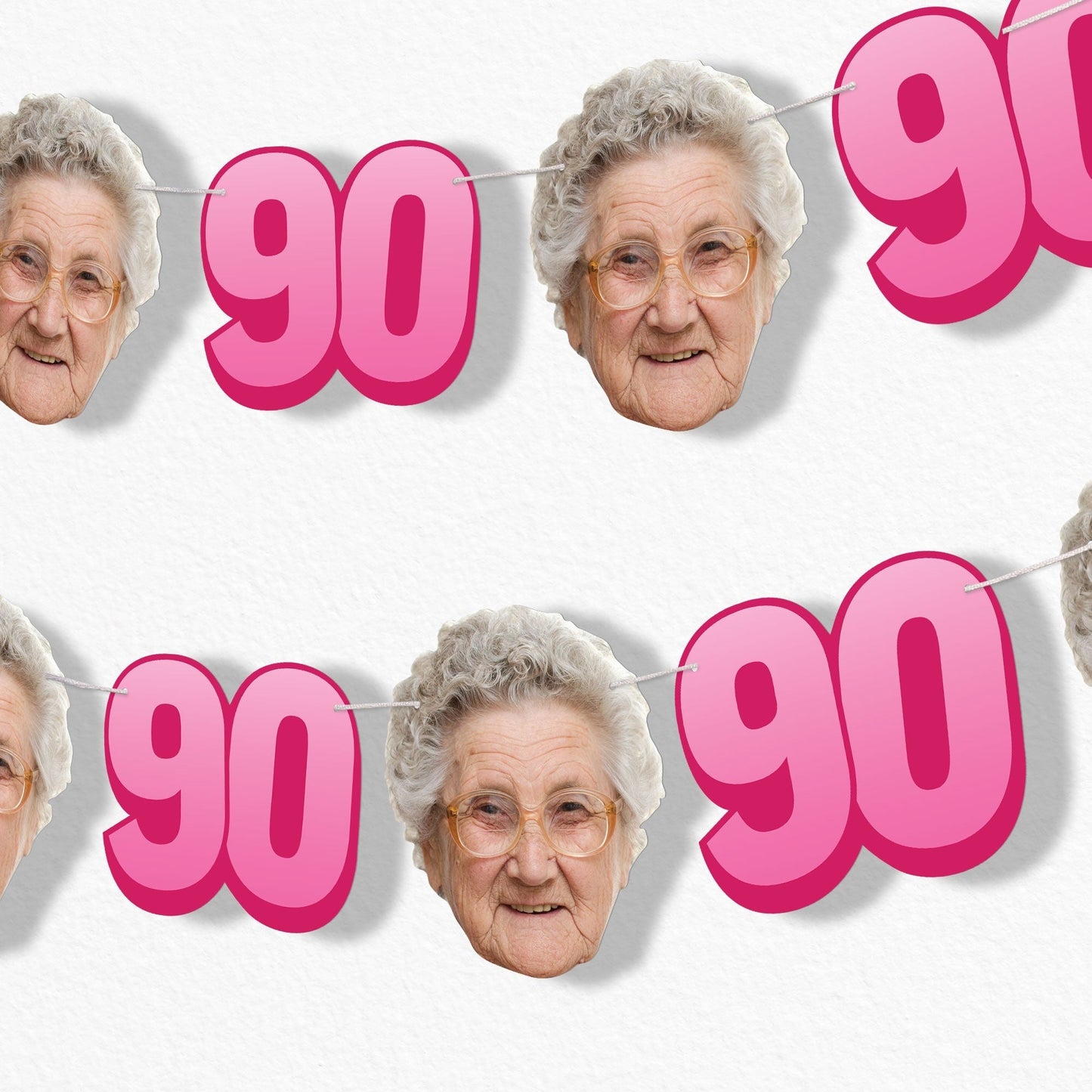 Custom Face 90th Birthday Garland Banner