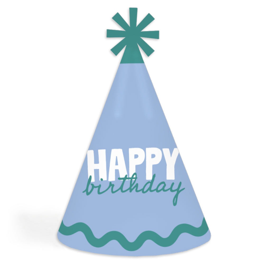 Wavy Birthday Cone Hat - 8 Ct