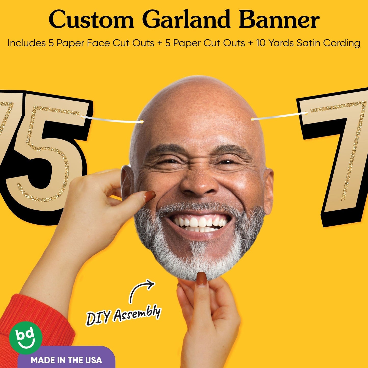 Custom Face 75th Birthday Garland Banner