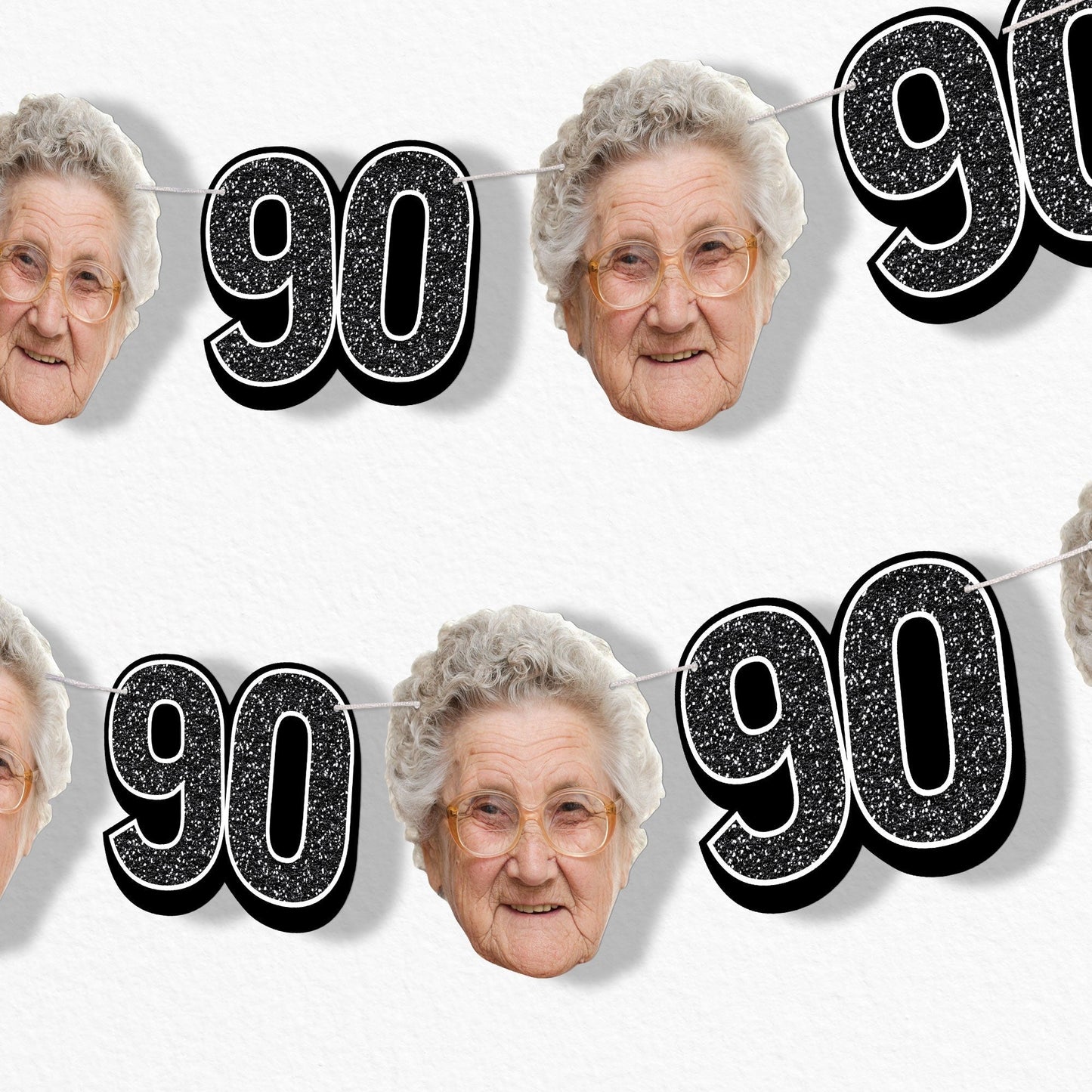 Custom Face 90th Birthday Garland Banner