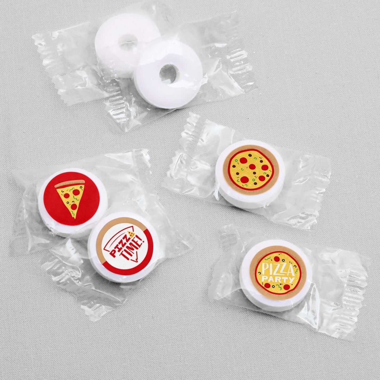 Pizza Party Time - Baby Shower or Birthday Party Round Candy Sticker Favors - Labels Fit Hershey's Kisses - 108 ct
