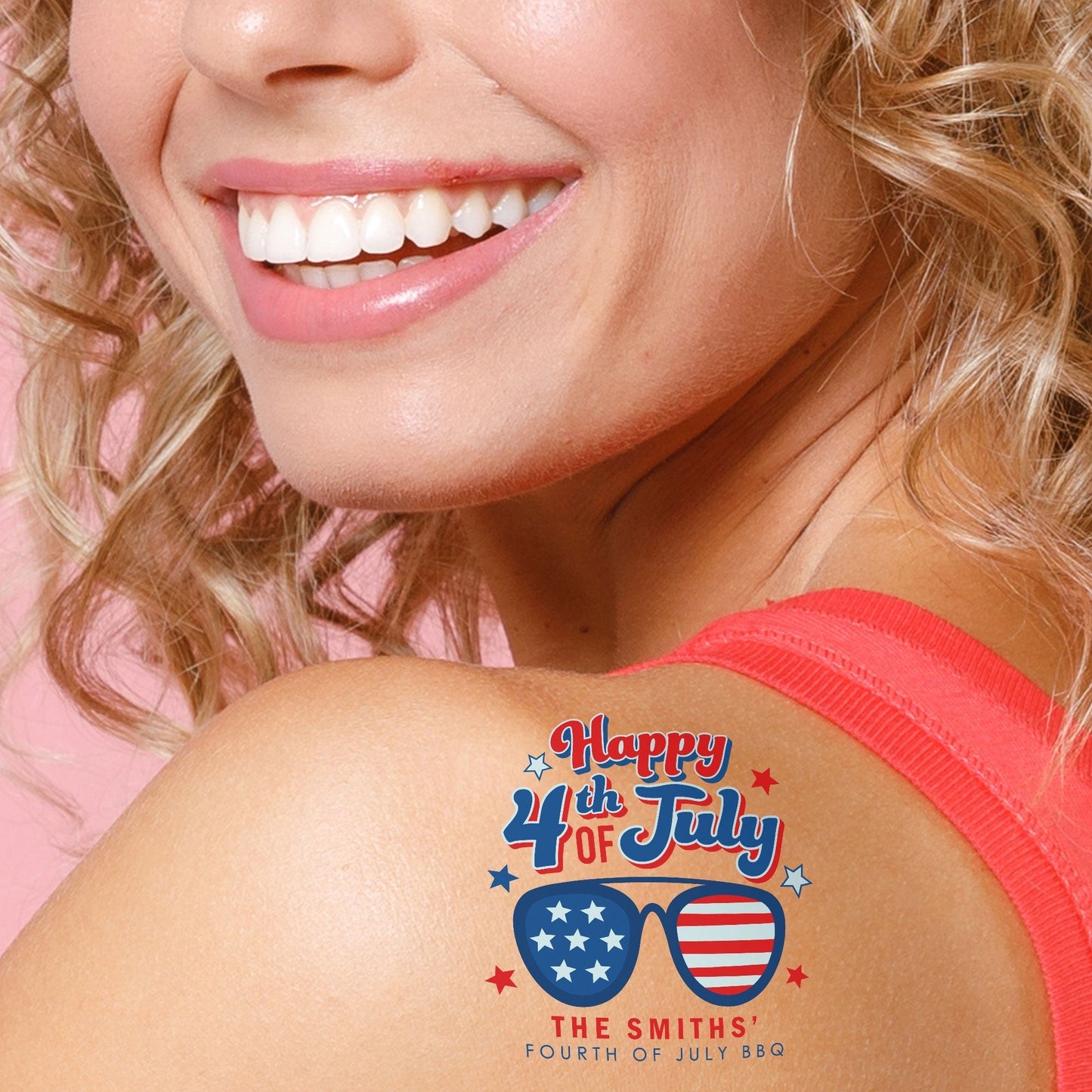 Custom Text 4th of July Tattoos - 12 Ct