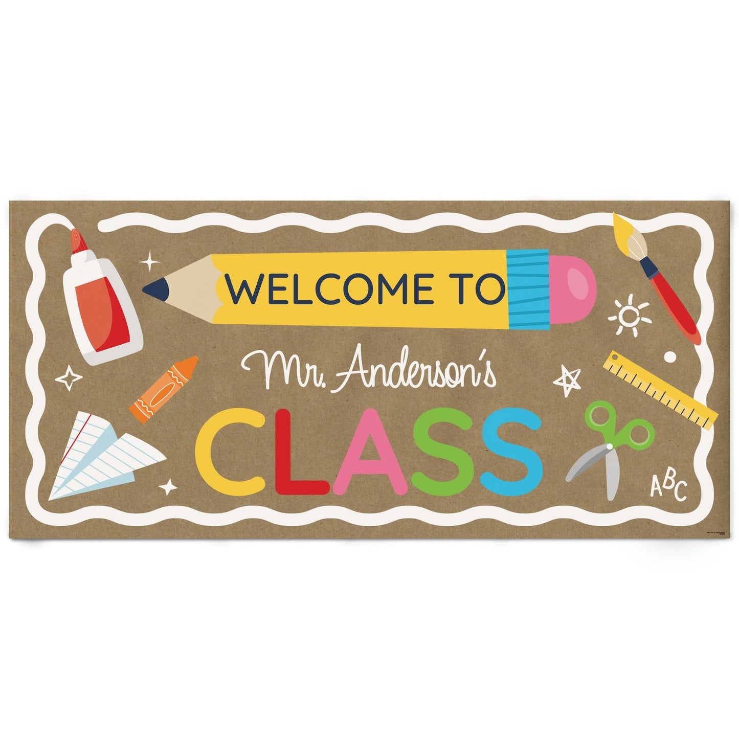 Custom Text School Supplies Kraft Banner