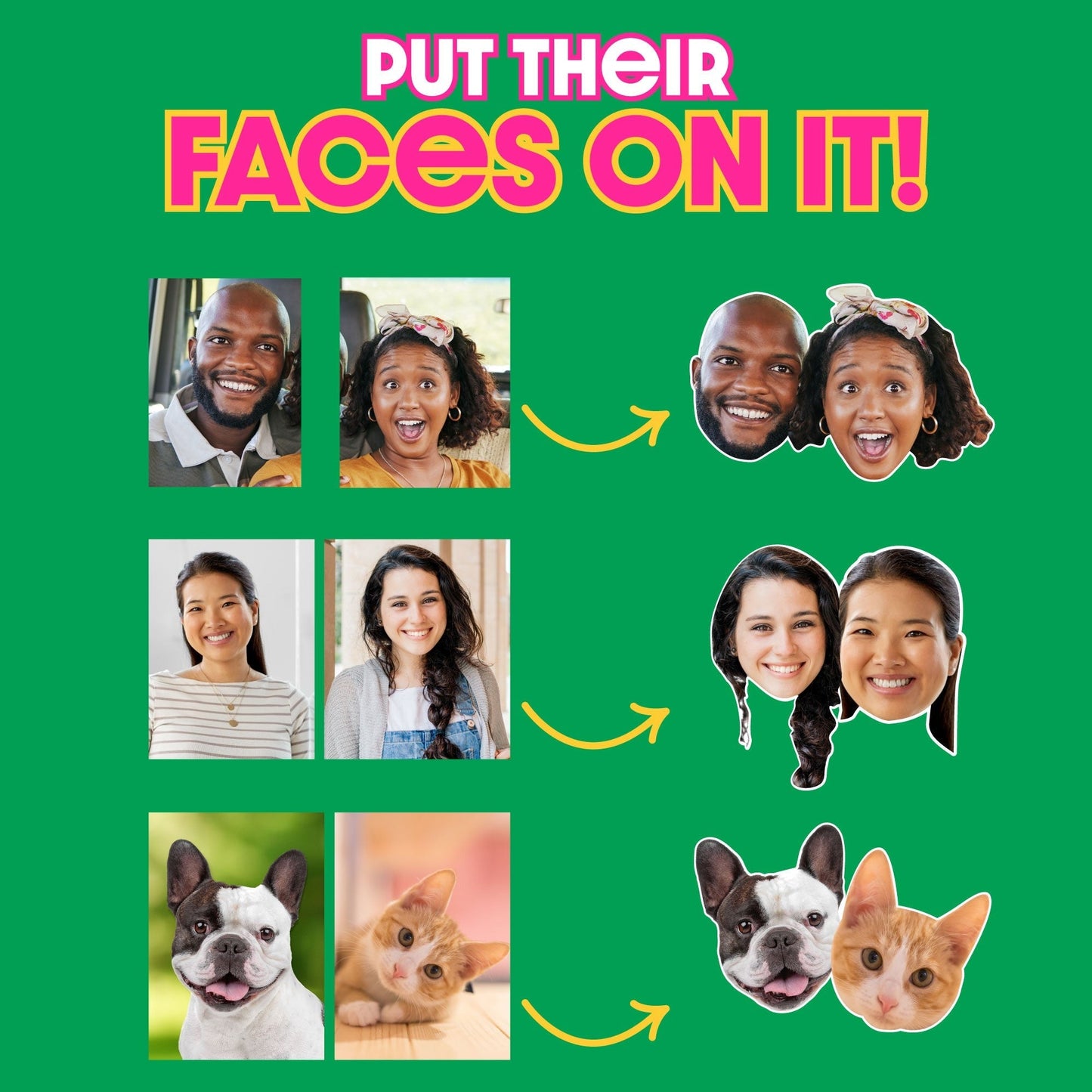 Custom Double Fun Face Temporary Tattoos - 12 Ct