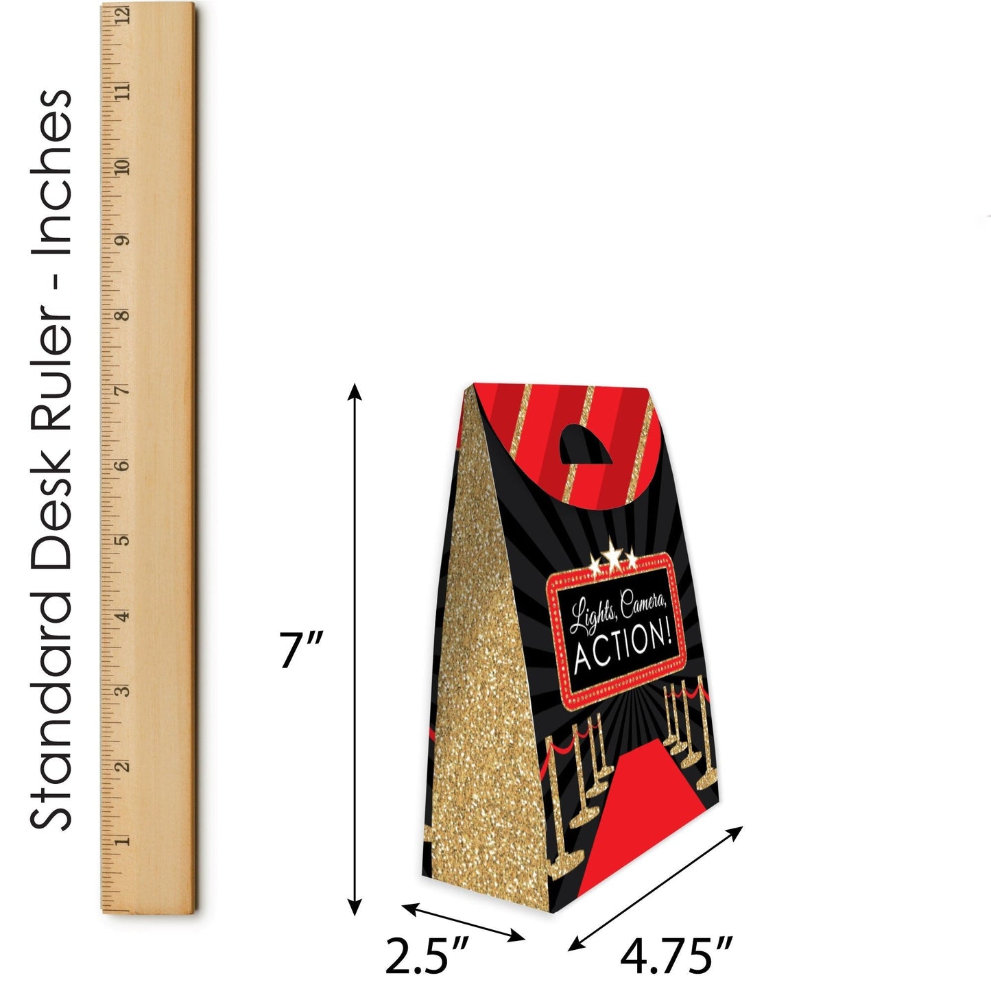 Red Carpet - Movie Night Gift Favor Bags - Party Goodie Boxes - Set of 12