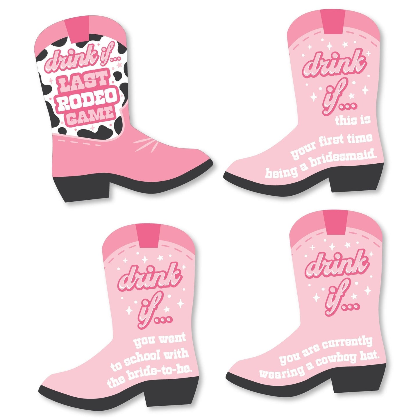 Drink If Game - Last Rodeo - Pink Cowgirl Bachelorette Party Game - 24 Count