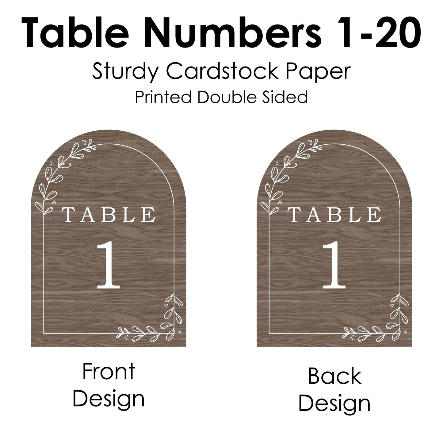 Rustic Wedding Table Numbers - 20 Ct