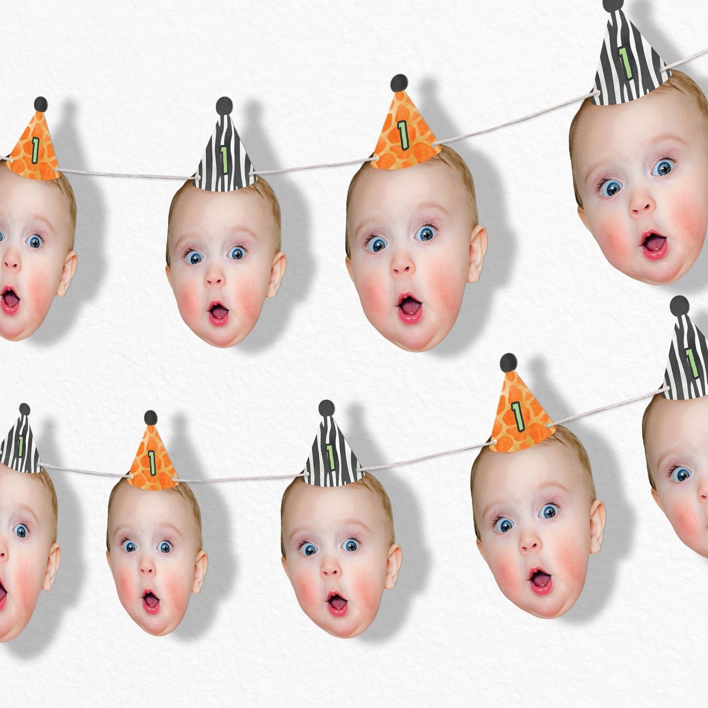 Custom Face Garland Banner - Safari Animal Prints
