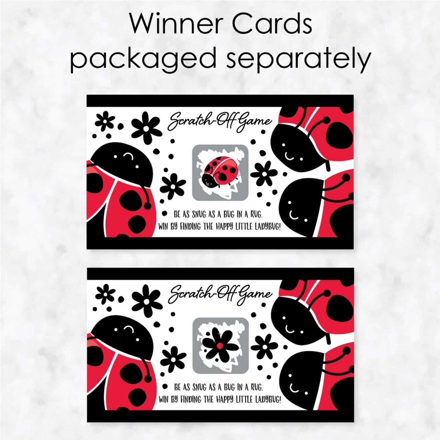 Happy Little Ladybug - Baby Shower or Birthday Party Game Scratch Off Cards - 22 ct