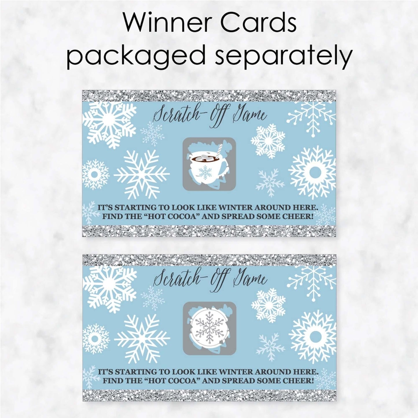 Winter Wonderland - Snowflake Holiday Party and Winter Wedding Game Scratch Off Cards - 22 Count