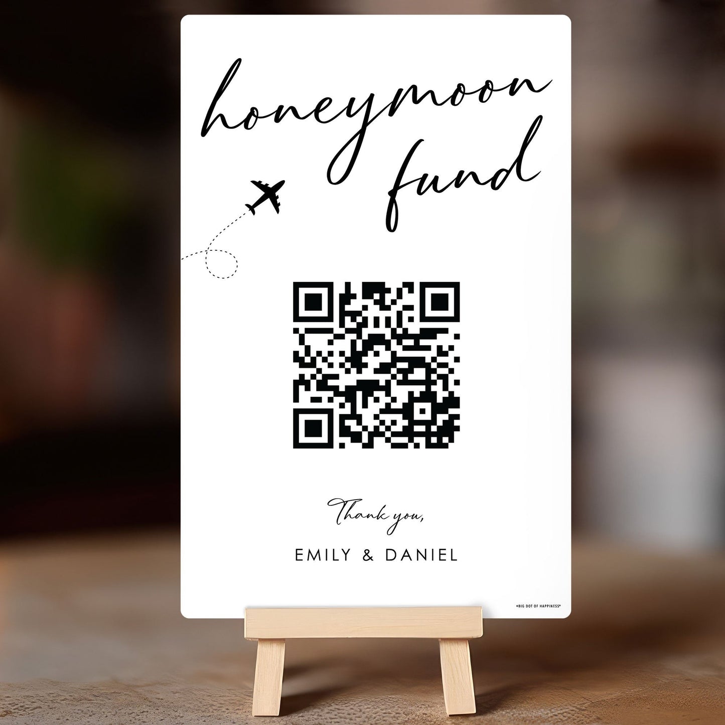 Personalized Photo Honeymoon Fund QR Code Wedding Sign