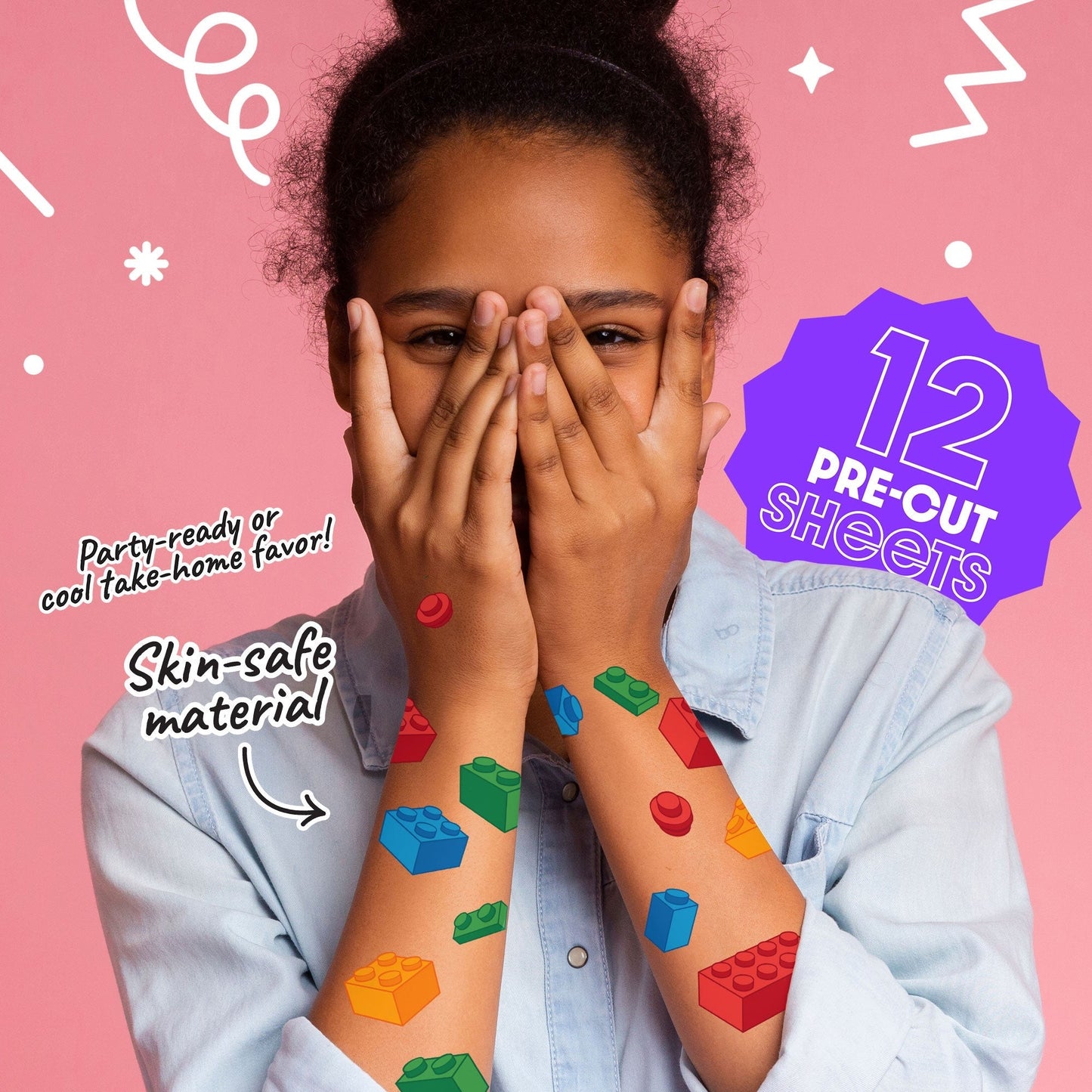 Building Blocks Temporary Tattoos - 84 Ct