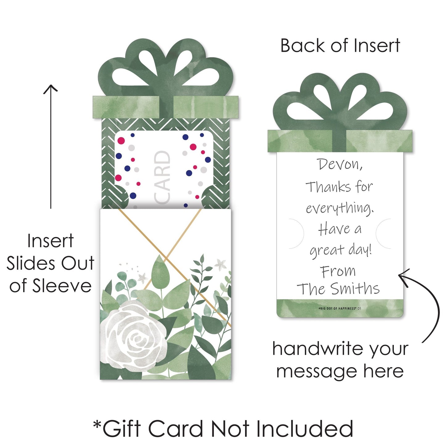 Boho Botanical - Greenery Party Money and Gift Card Sleeves - Nifty Gifty Card Holders - Set of 8