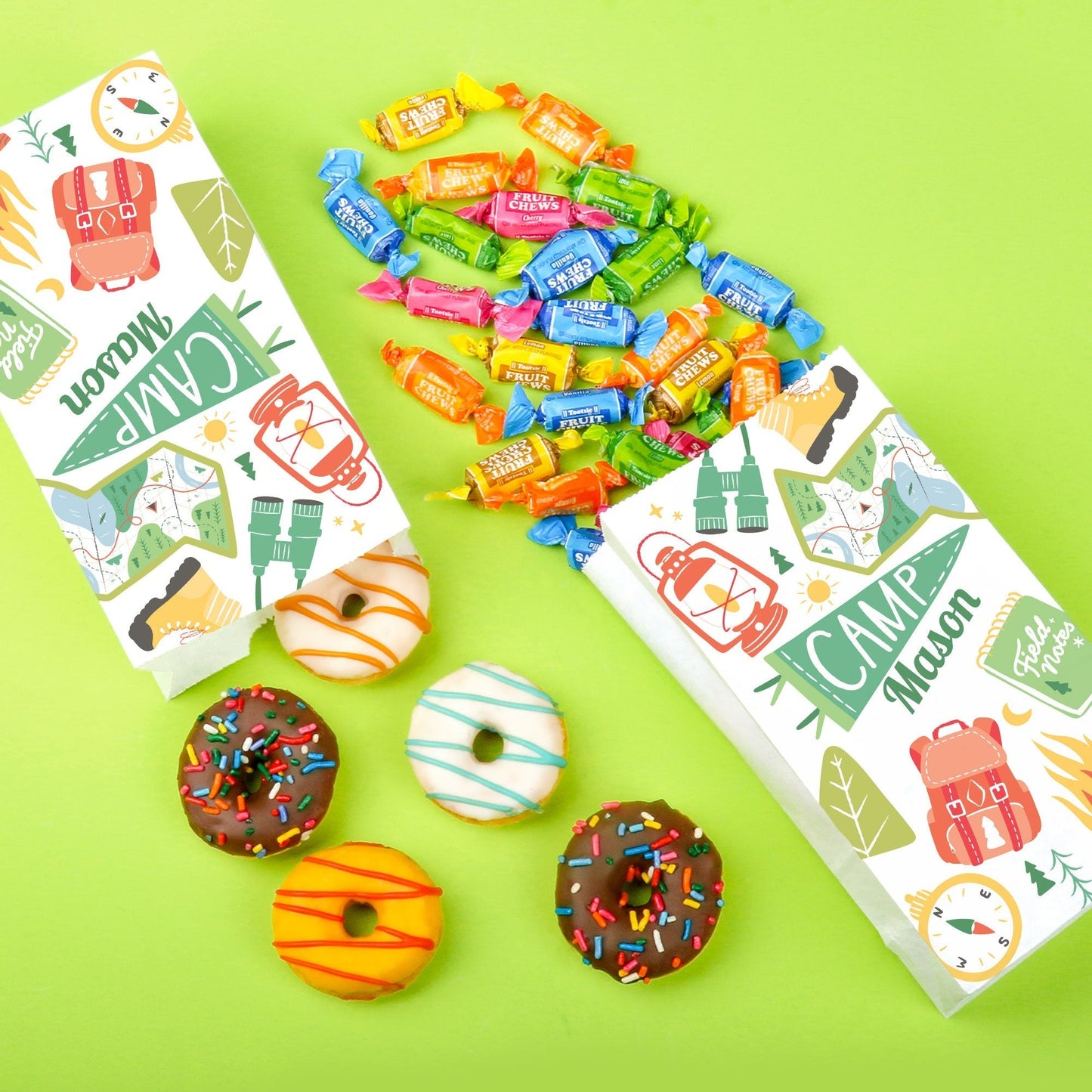 Custom Text Popcorn Bags - Camping - 25 Ct