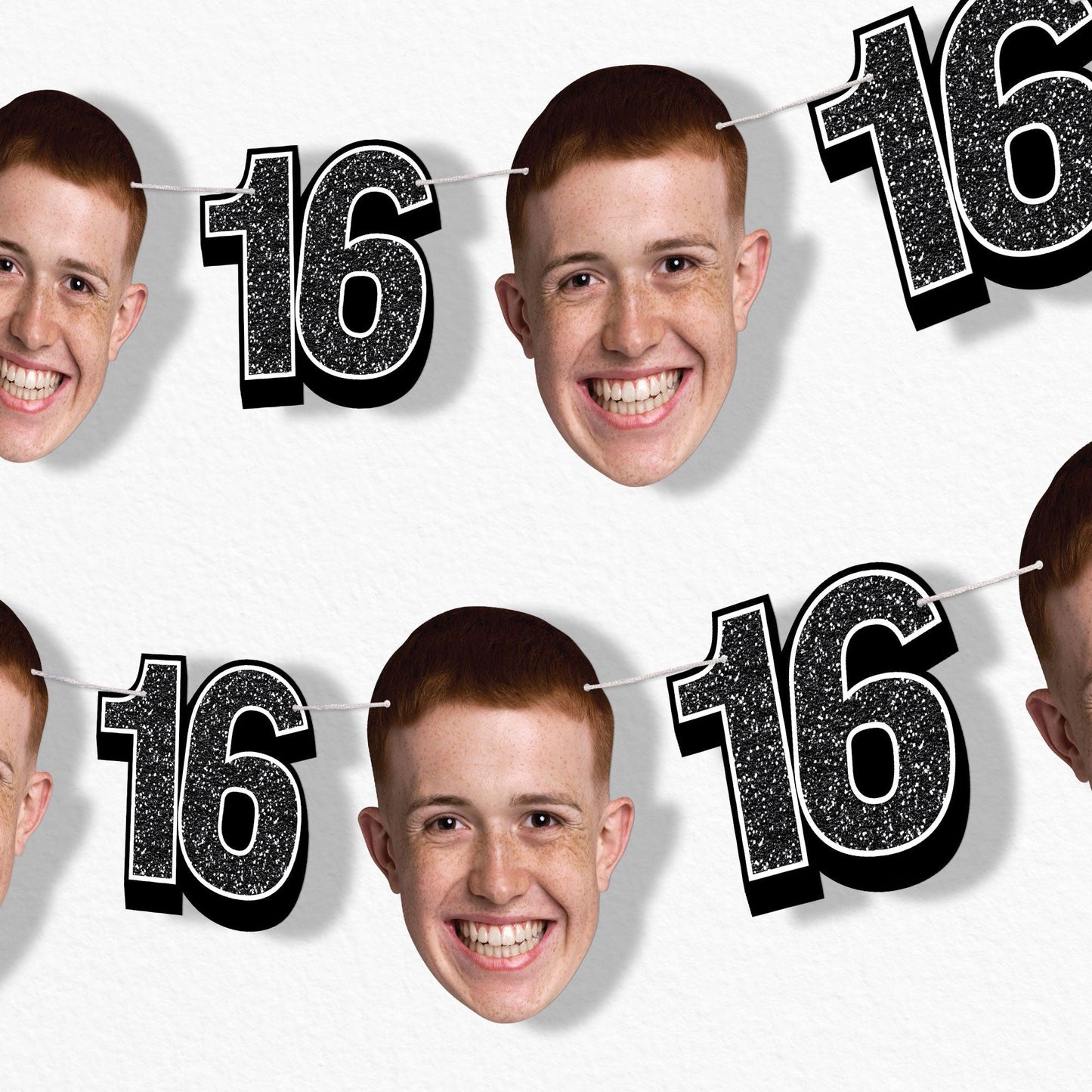 Custom Face 16th Birthday Garland Banner