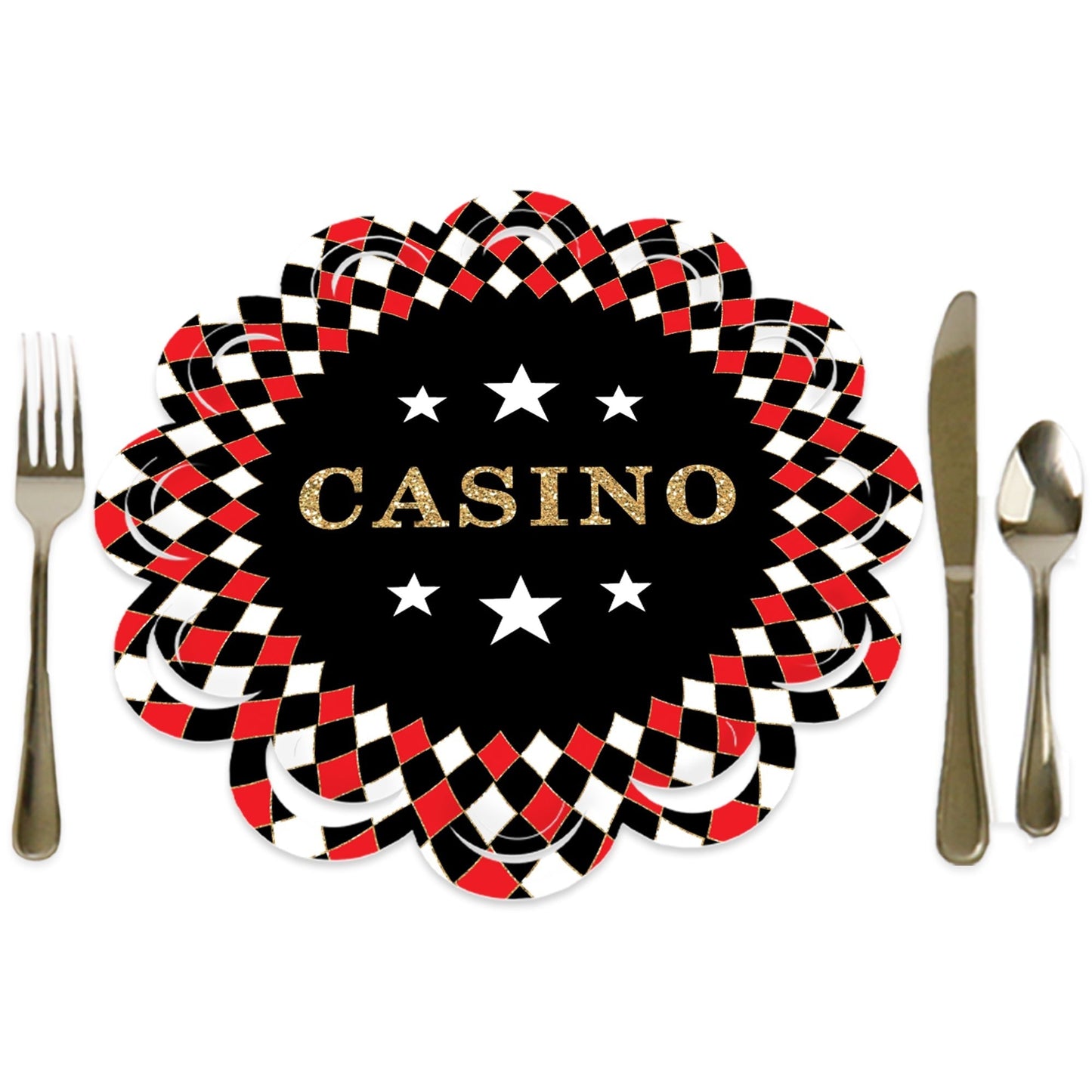 Las Vegas - Casino Party Round Table Decorations - Paper Chargers - Place Setting For 12