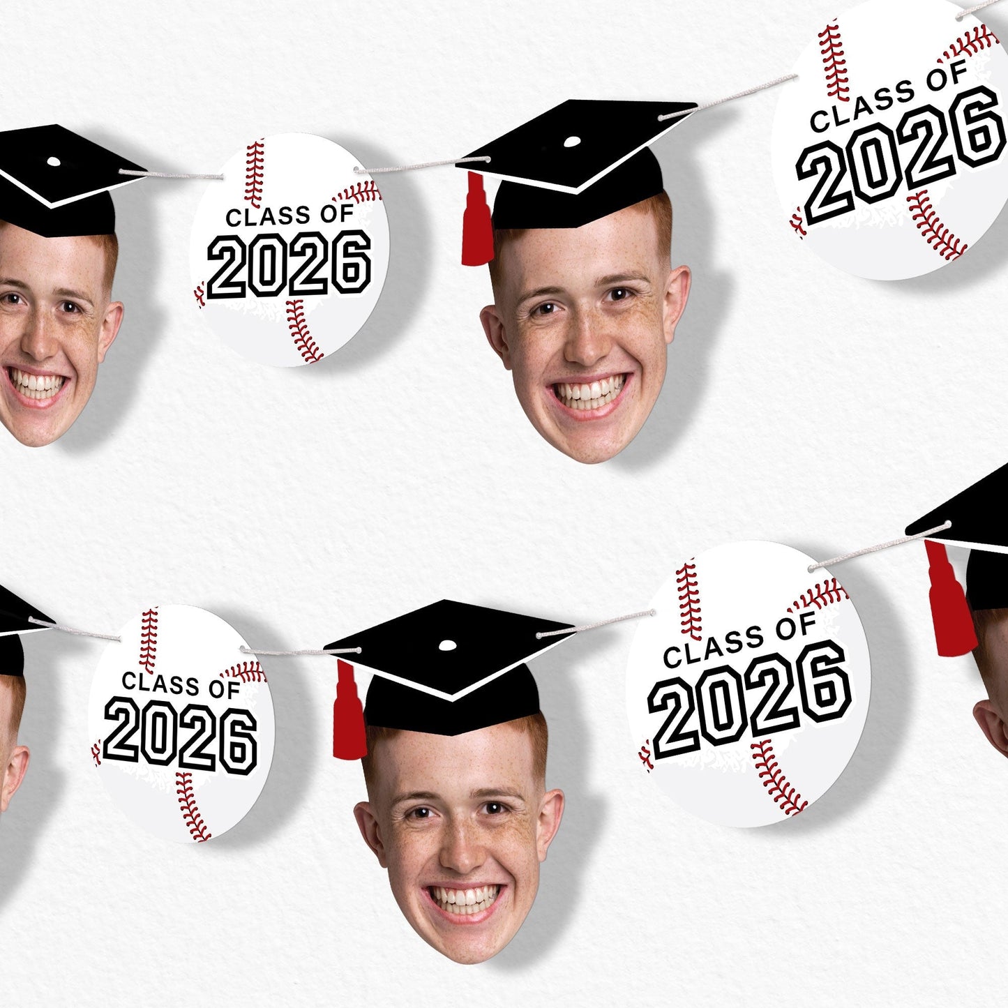 Custom Face Baseball Graduation Garland Banner