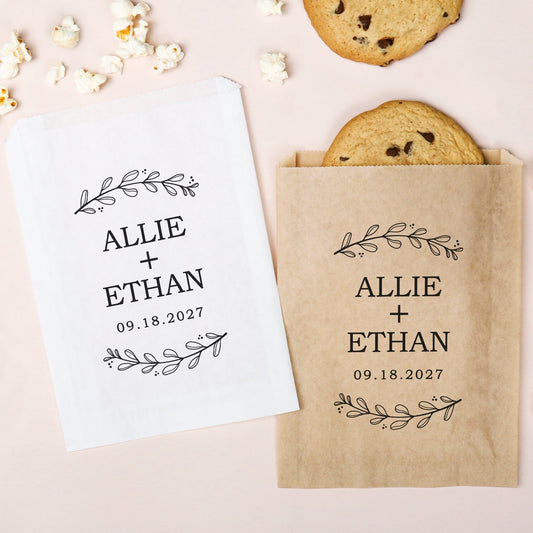 Custom Text Paper Treat Bags - Rustic Leaves