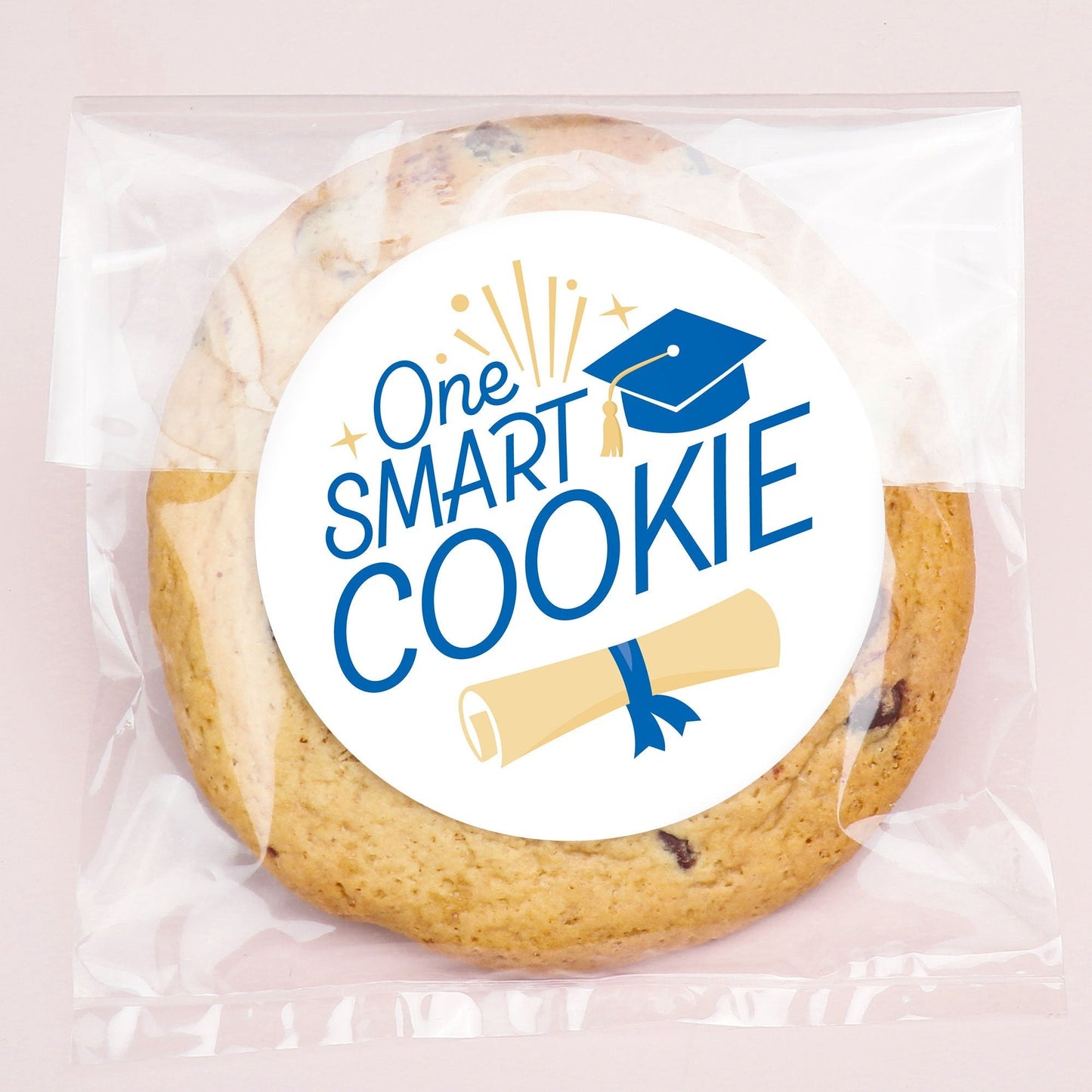 Blue Grad Stickers & Clear Cookie Bags - 25 Ct
