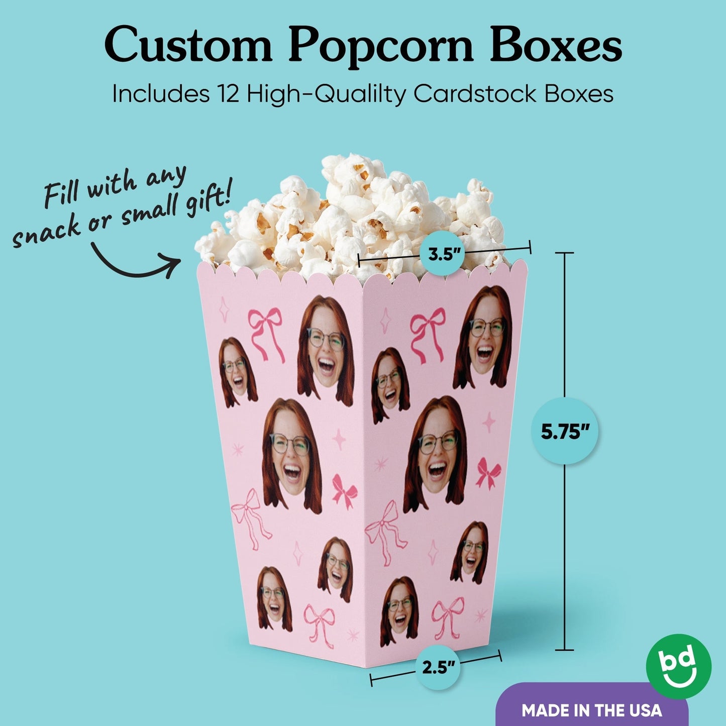 Custom Face - Tying The Knot Popcorn Box - 12 Ct