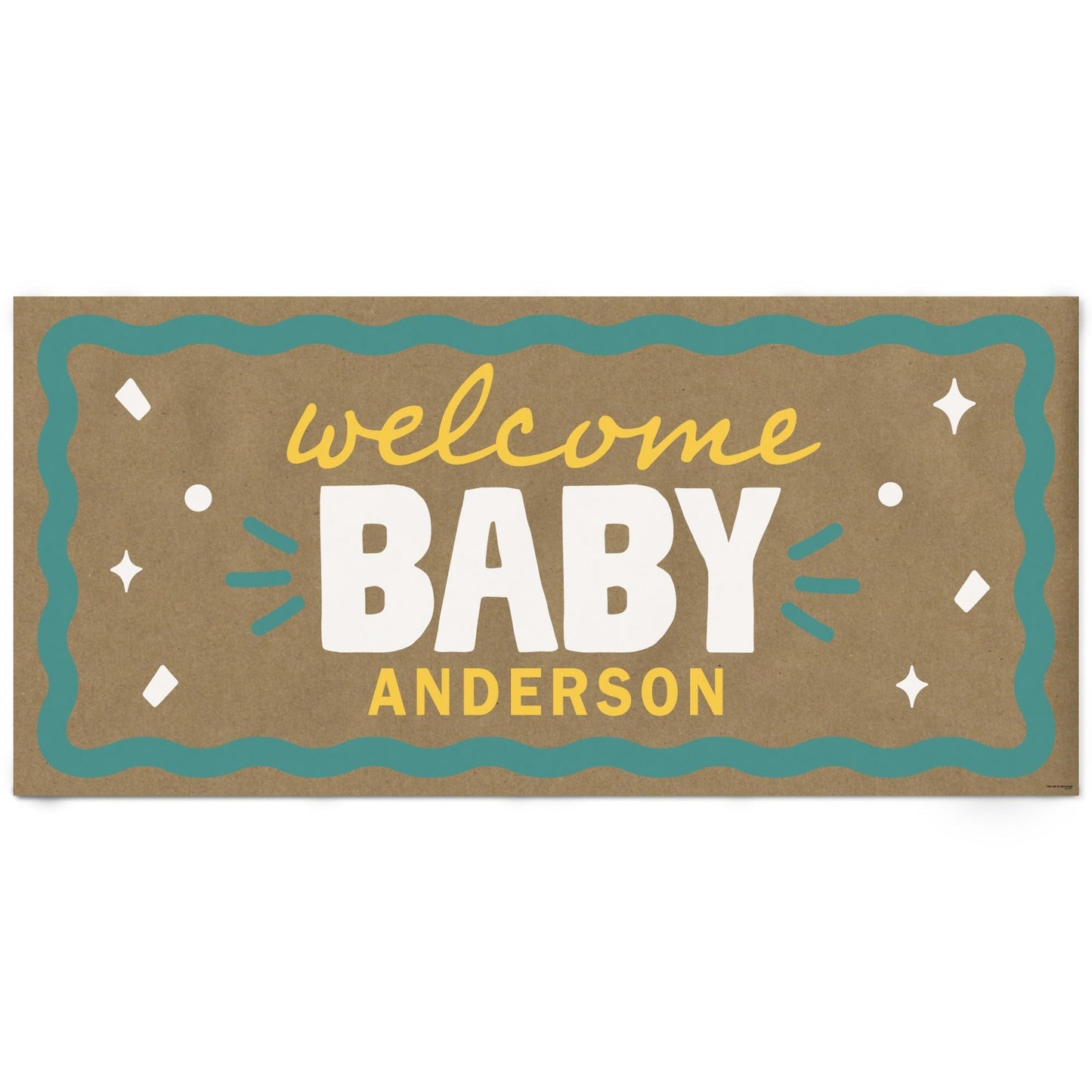 Custom Text Wavy Baby Shower Kraft Banner