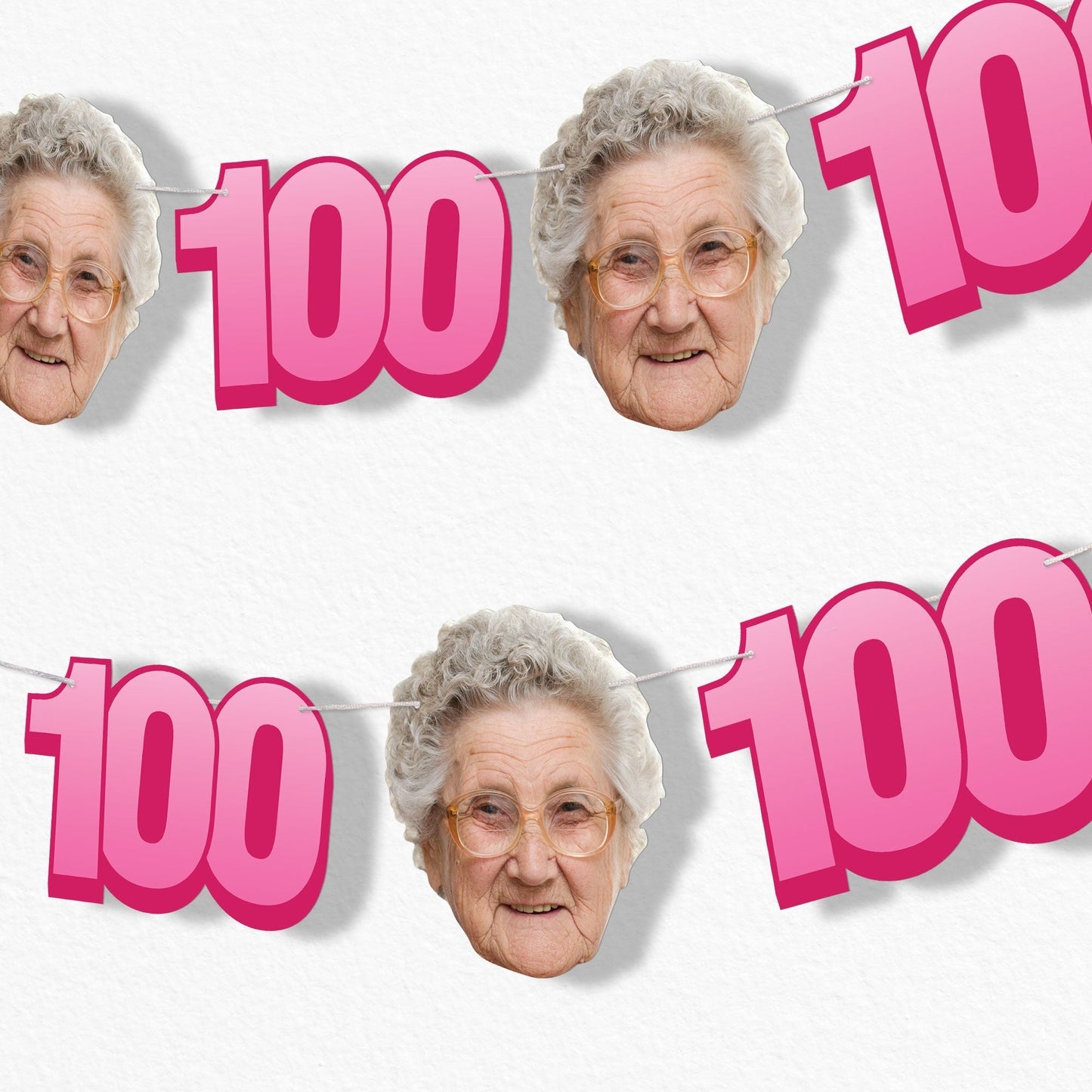 Custom Face 100th Birthday Garland Banner