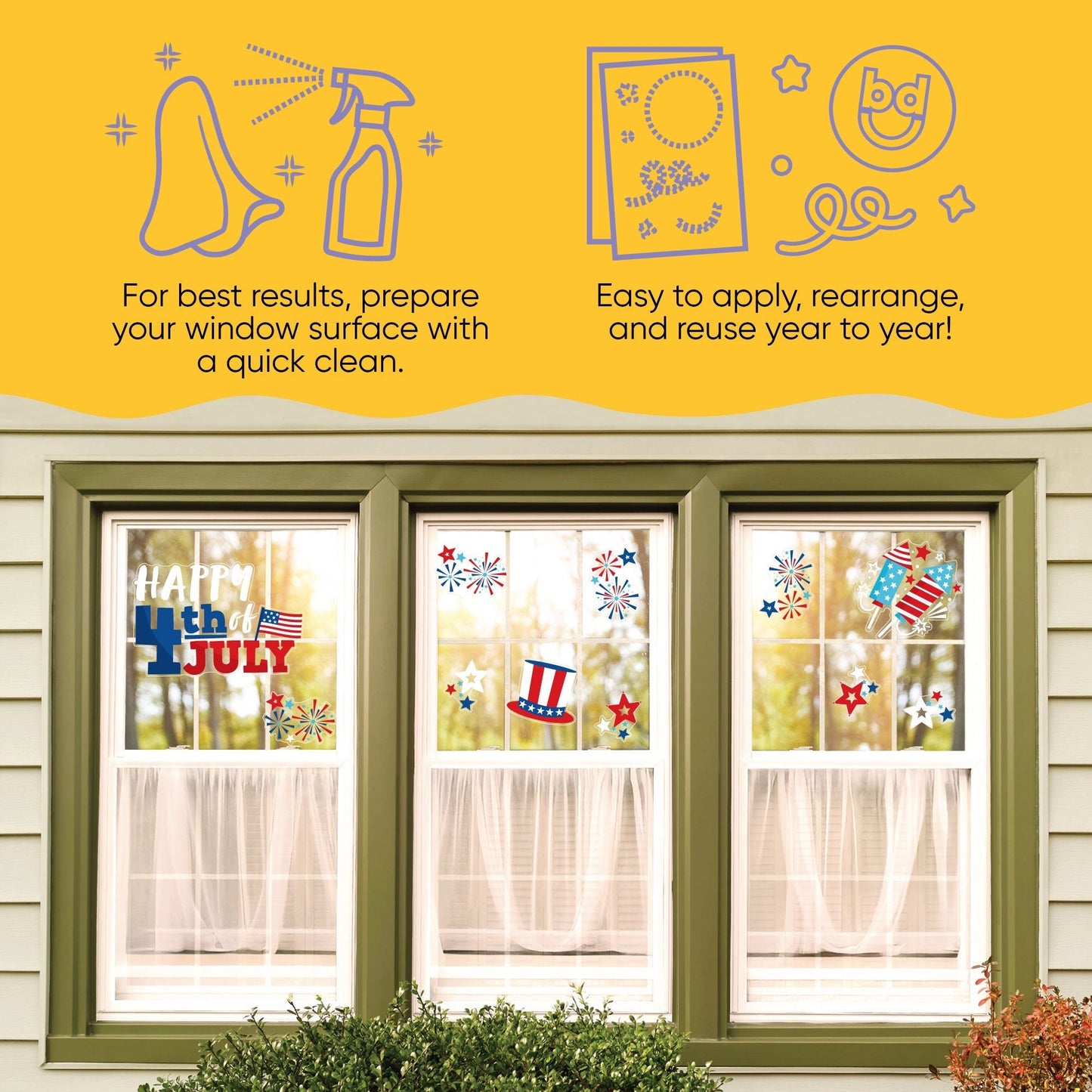 4th of July Window Clings