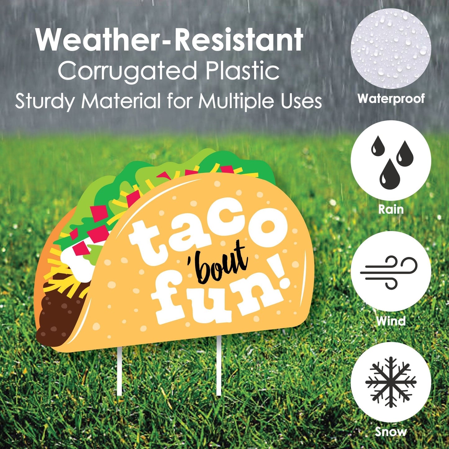 Taco 'Bout Fun - Lawn Decorations - Outdoor Mexican Fiesta Yard Decorations - 10 Piece