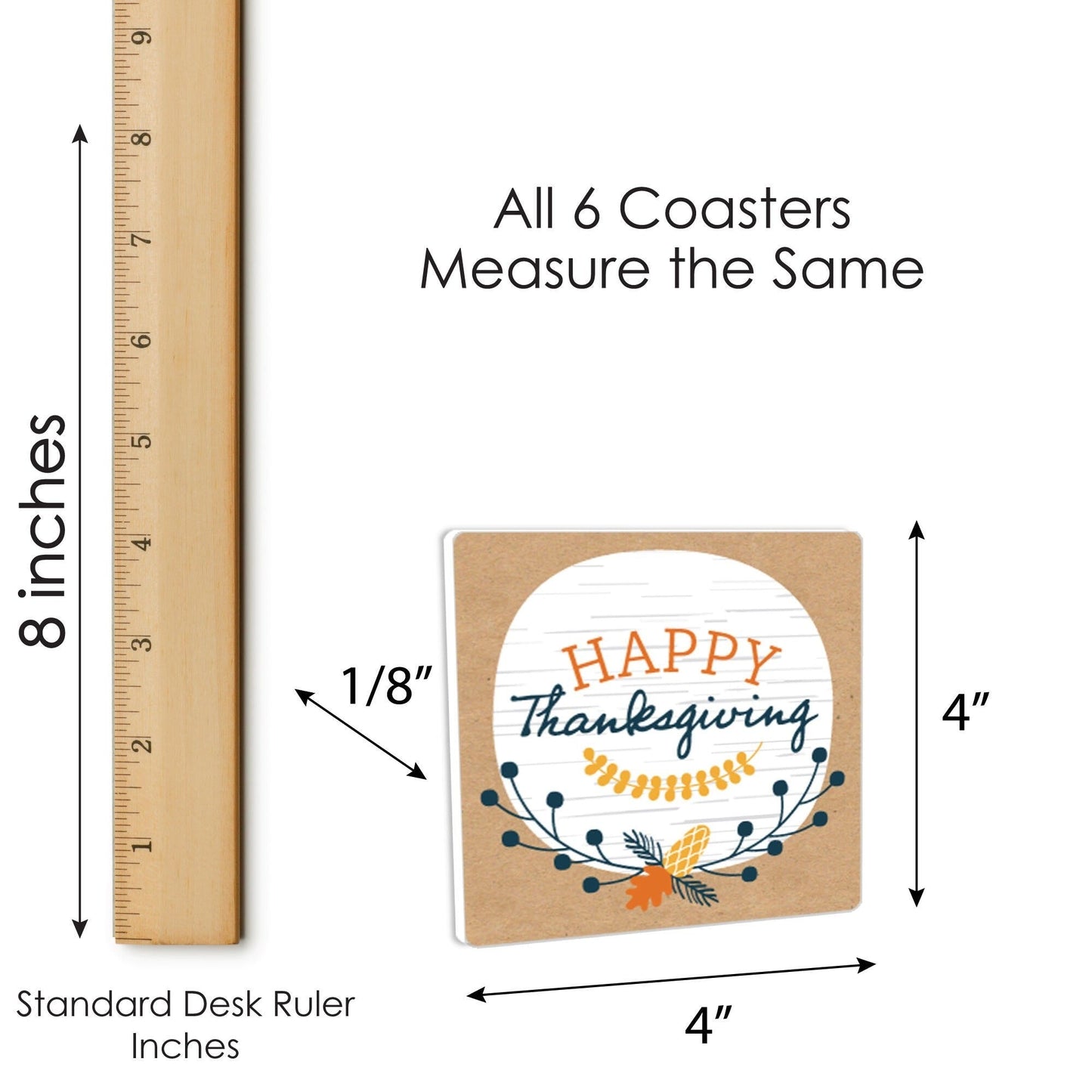 Happy Thanksgiving - Funny Fall Harvest Party Decorations - Drink Coasters - Set of 6